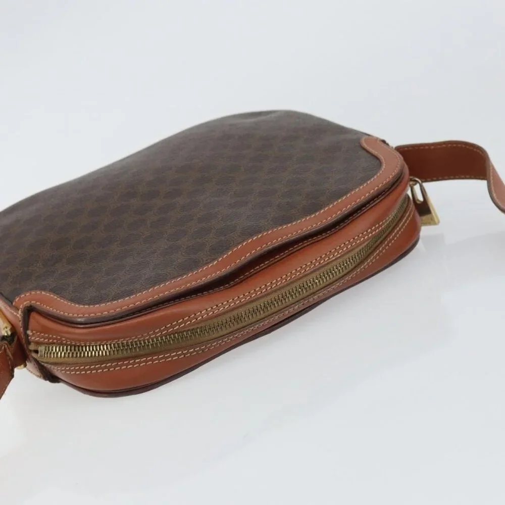 Authentic CELINE Macadam Canvas Shoulder Bag PVC Leather Brown Gold - Picture 13 of 16